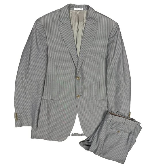 Pal Zileri Suit LAB Grey Striped 2pc Slim Fit Made in Italy Wool 42 R 34x30 - Picture 1 of 13